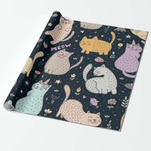 Katzenmuster Geschenkpapier (Ungerollt)