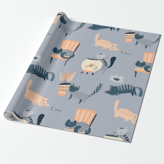 Katzenmuster Geschenkpapier (Ungerollt)