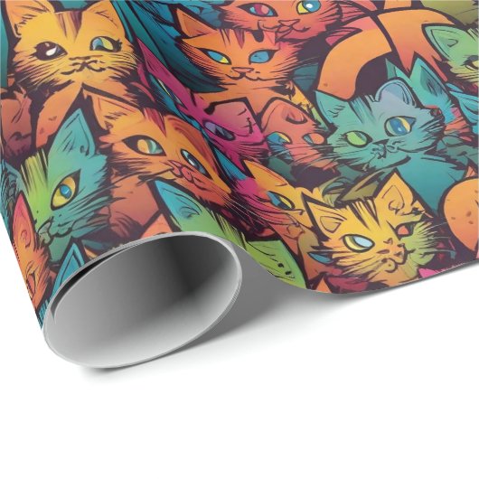 Katzenmuster Geschenkpapier (Rolleneckpunkt)