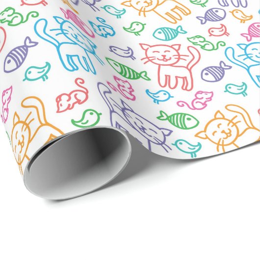 Katzenmuster Geschenkpapier (Rolleneckpunkt)