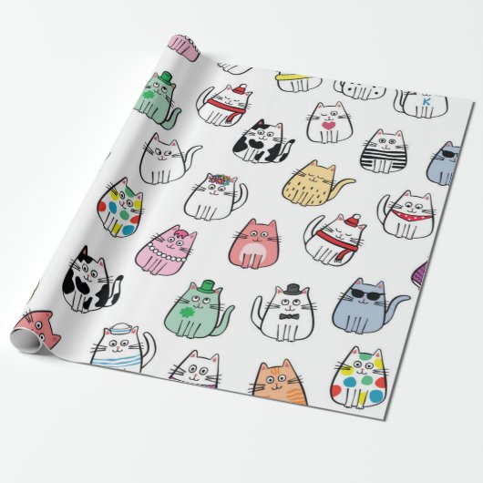Katzenmuster Geschenkpapier (Ungerollt)