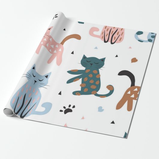 Katzenmuster Geschenkpapier (Ungerollt)