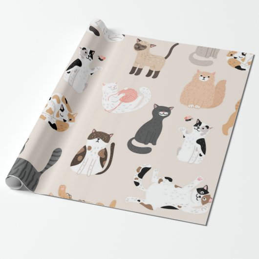 Katzenmuster Geschenkpapier (Ungerollt)