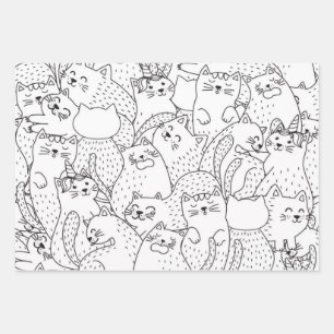 Katzenmuster Geschenkpapier Set