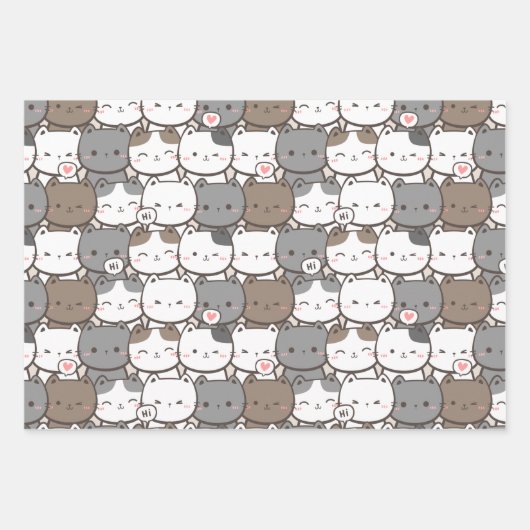 Katzenmuster Geschenkpapier Set (Vorderseite 3)