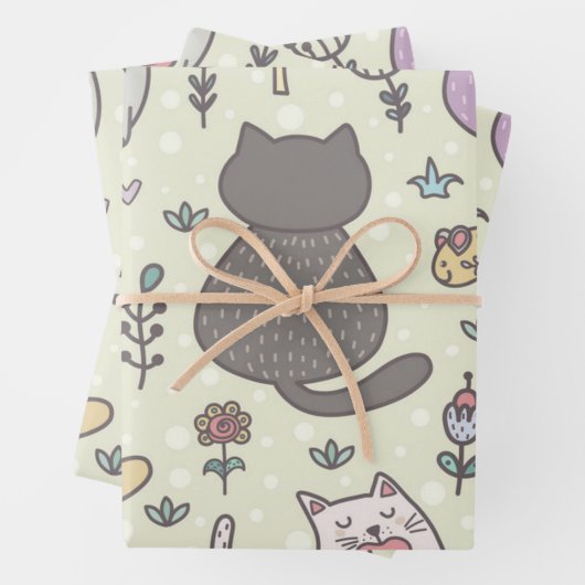 Katzenmuster Geschenkpapier Set (Beispiel)