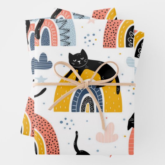 Katzenmuster Geschenkpapier Set (Beispiel)