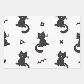 Katzenmuster Geschenkpapier Set
