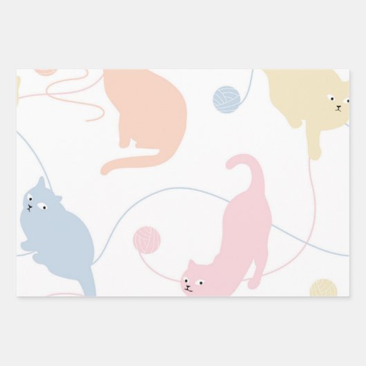 Katzenmuster Geschenkpapier Set (Vorderseite)