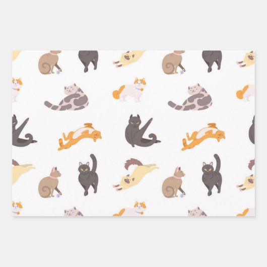 Katzenmuster Geschenkpapier Set (Vorderseite)