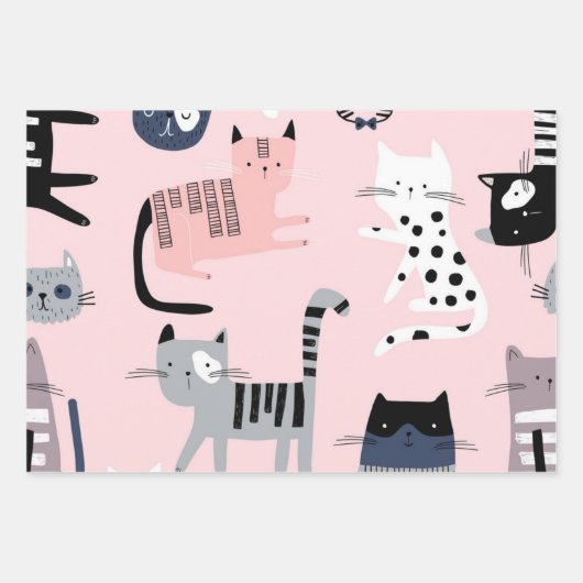 Katzenmuster Geschenkpapier Set (Vorderseite 3)