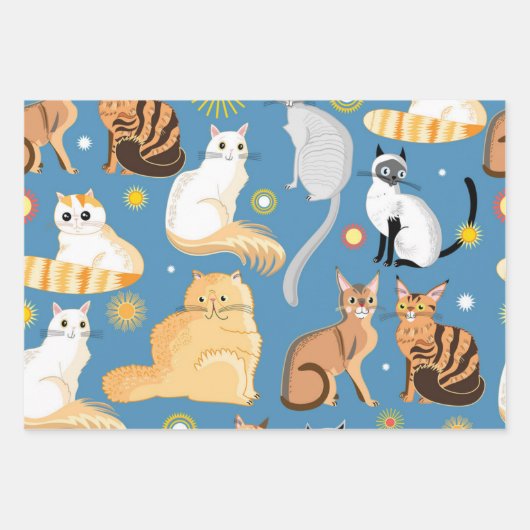 Katzenmuster Geschenkpapier Set (Vorderseite 3)