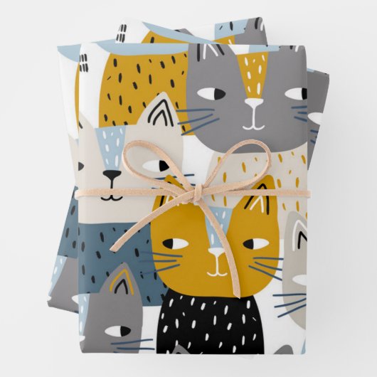 Katzenmuster Geschenkpapier Set (Beispiel)