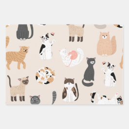 Katzenmuster Geschenkpapier Set
