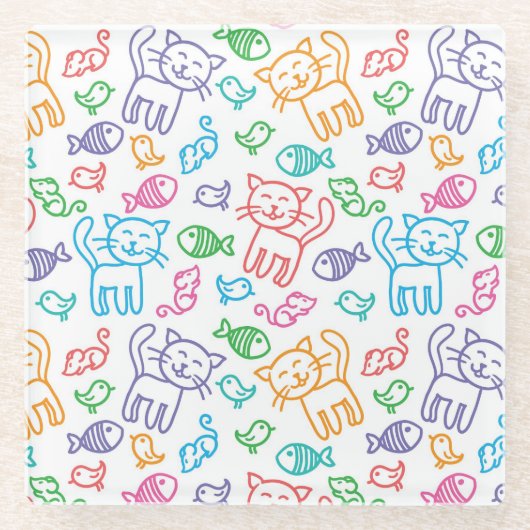 Katzenmuster Glasuntersetzer (Vorderseite)