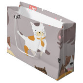 Katzenmuster Große Geschenktüte (Vorderseite Schrägansicht)