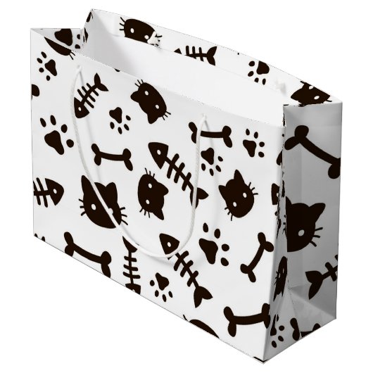 Katzenmuster Große Geschenktüte (Rückseite Schrägansicht)