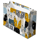Katzenmuster Große Geschenktüte (Vorderseite Schrägansicht)