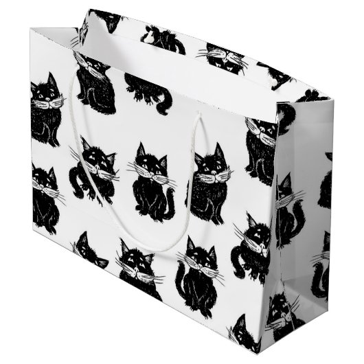 Katzenmuster Große Geschenktüte (Rückseite Schrägansicht)