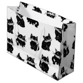 Katzenmuster Große Geschenktüte (Vorderseite Schrägansicht)