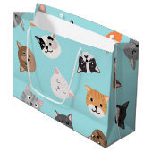 Katzenmuster Große Geschenktüte (Vorderseite Schrägansicht)