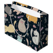 Katzenmuster Große Geschenktüte (Rückseite Schrägansicht)