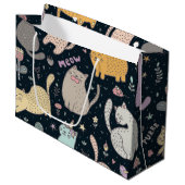 Katzenmuster Große Geschenktüte (Vorderseite Schrägansicht)