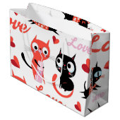 Katzenmuster Große Geschenktüte (Rückseite Schrägansicht)