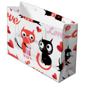 Katzenmuster Große Geschenktüte (Vorderseite Schrägansicht)