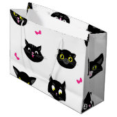 Katzenmuster Große Geschenktüte (Vorderseite Schrägansicht)