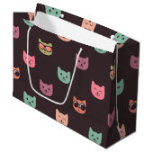 Katzenmuster Große Geschenktüte (Vorderseite Schrägansicht)