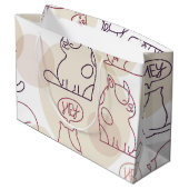 Katzenmuster Große Geschenktüte (Rückseite Schrägansicht)