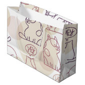 Katzenmuster Große Geschenktüte (Vorderseite Schrägansicht)