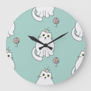 Katzenmuster Große Wanduhr