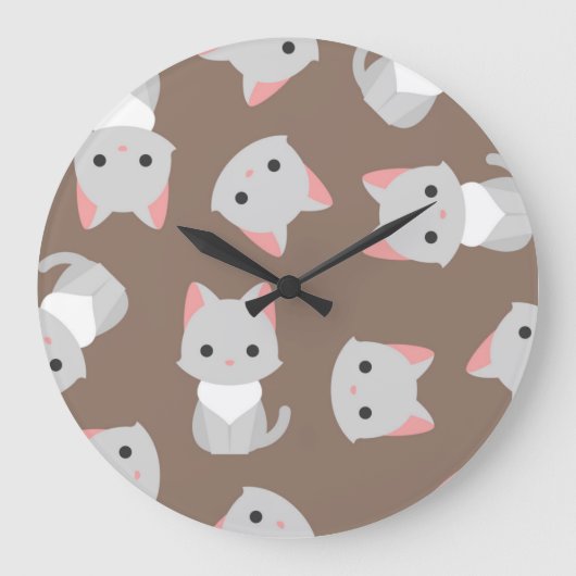 Katzenmuster Große Wanduhr (Vorderseite)