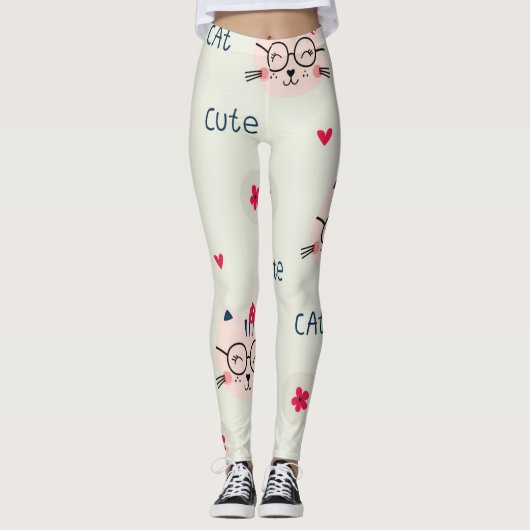 Katzenmuster Leggings (Vorderseite)