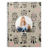 Katzenmuster Monogramm Kids Foto Name Personalisie Notizblock (Vorderseite)