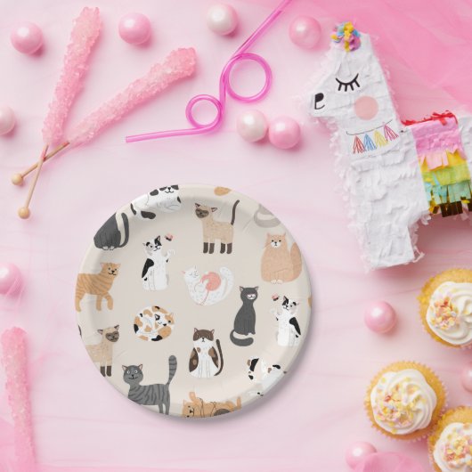 Katzenmuster Pappteller (Party)