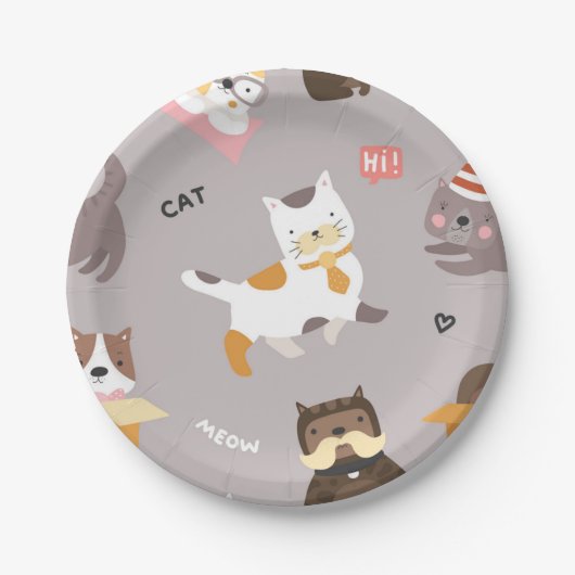 Katzenmuster Pappteller (Vorderseite)