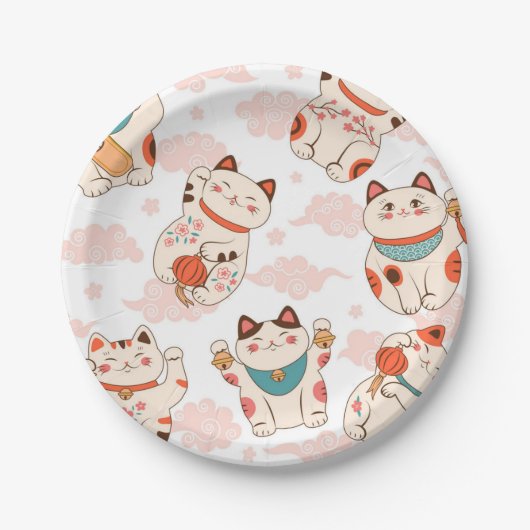 Katzenmuster Pappteller (Vorderseite)