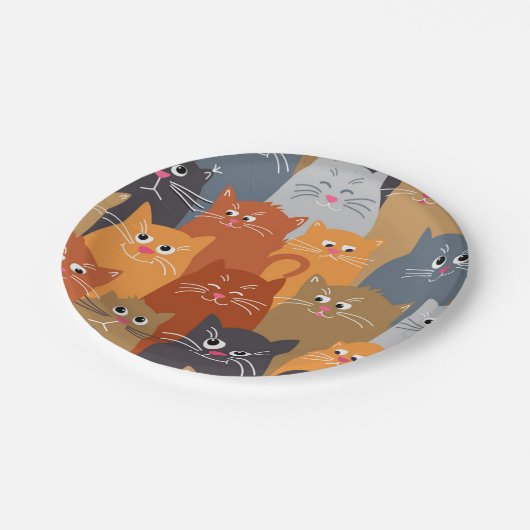 Katzenmuster Pappteller (Schrägansicht)