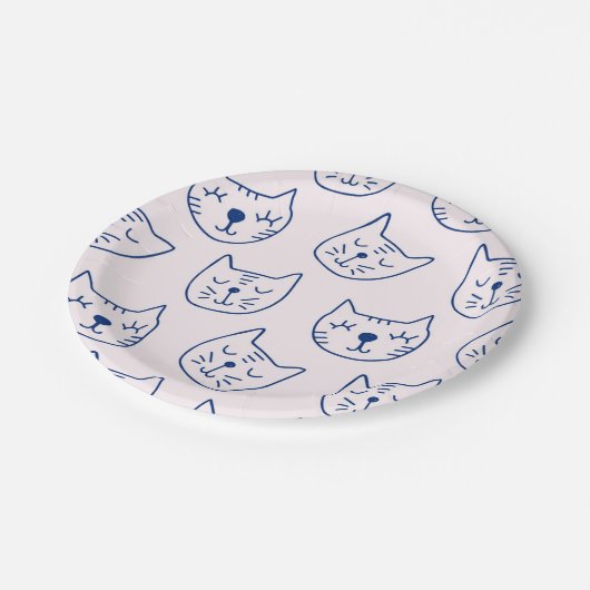 Katzenmuster Pappteller (Schrägansicht)