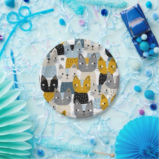 Katzenmuster Pappteller (Party)