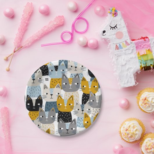 Katzenmuster Pappteller (Party)