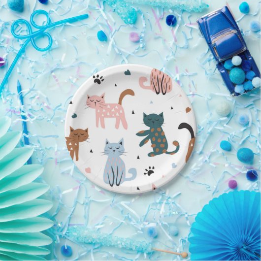Katzenmuster Pappteller (Party)