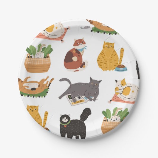 Katzenmuster Pappteller (Vorderseite)