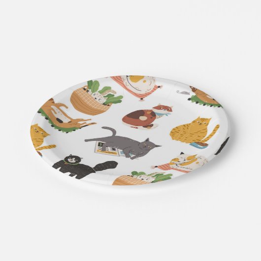 Katzenmuster Pappteller (Schrägansicht)