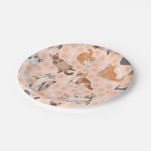 Katzenmuster Pappteller (Schrägansicht)