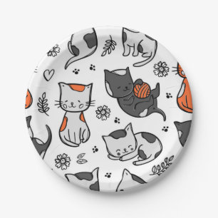 Katzenmuster Pappteller