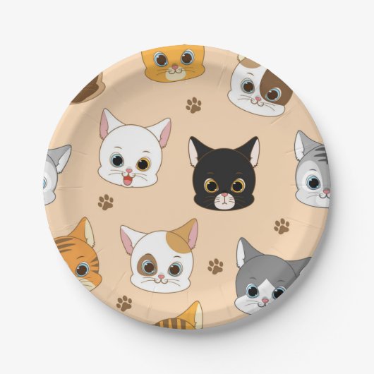 Katzenmuster Pappteller (Vorderseite)